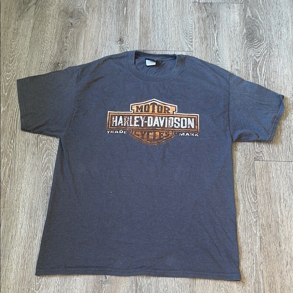 Harley-Davidson Gray and Orange Short Sleeve Tee size large motorcycle